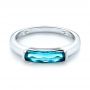 14k White Gold Blue Topaz Stackable Fashion Ring - Flat View -  103760 - Thumbnail