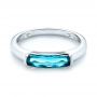  Platinum Platinum Blue Topaz Stackable Fashion Ring - Flat View -  103760 - Thumbnail