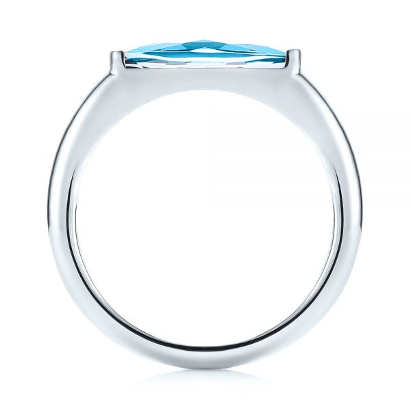  Platinum Platinum Blue Topaz Stackable Fashion Ring - Front View -  103760