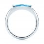  Platinum Platinum Blue Topaz Stackable Fashion Ring - Front View -  103760 - Thumbnail