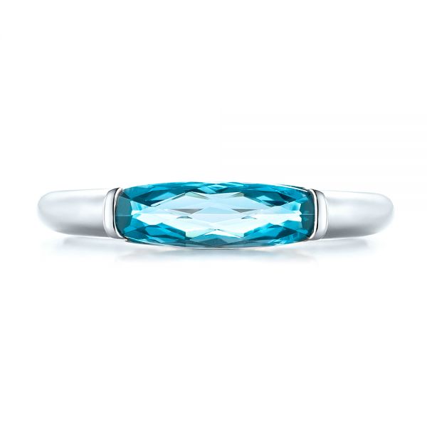 14k White Gold Blue Topaz Stackable Fashion Ring - Top View - 103760