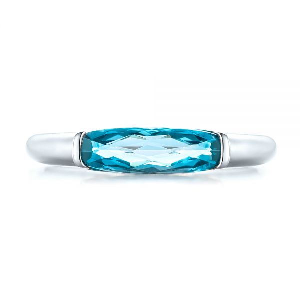 18k White Gold 18k White Gold Blue Topaz Stackable Fashion Ring - Top View -  103760