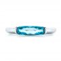 14k White Gold Blue Topaz Stackable Fashion Ring - Top View -  103760 - Thumbnail
