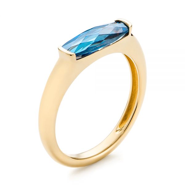 18k Yellow Gold 18k Yellow Gold Blue Topaz Stackable Fashion Ring - Three-Quarter View -  103760