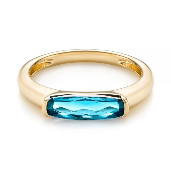 18k Yellow Gold 18k Yellow Gold Blue Topaz Stackable Fashion Ring - Flat View -  103760