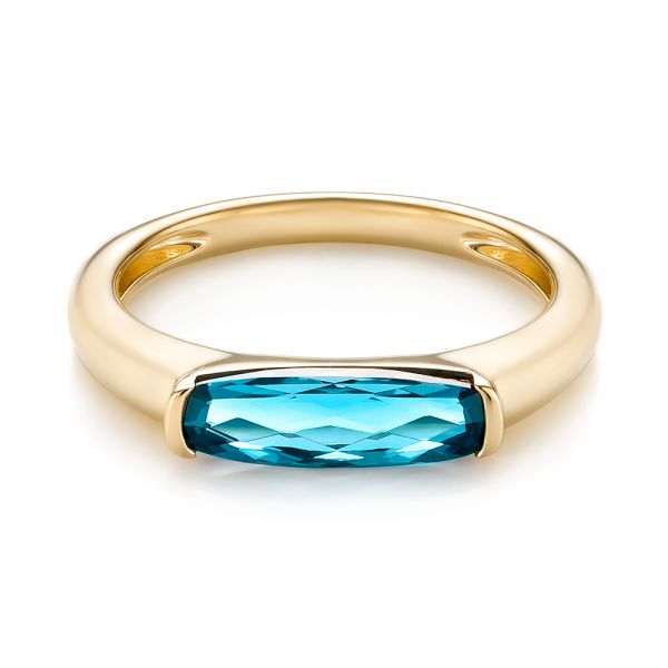 18k Yellow Gold 18k Yellow Gold Blue Topaz Stackable Fashion Ring - Flat View - 103760