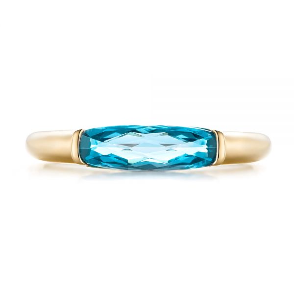 18k Yellow Gold 18k Yellow Gold Blue Topaz Stackable Fashion Ring - Top View -  103760