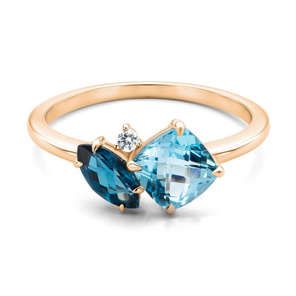 18k Rose Gold 18k Rose Gold Blue Topaz Toi Et Moi Ring - Flat View - 107911