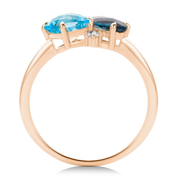 18k Rose Gold 18k Rose Gold Blue Topaz Toi Et Moi Ring - Front View - 107911