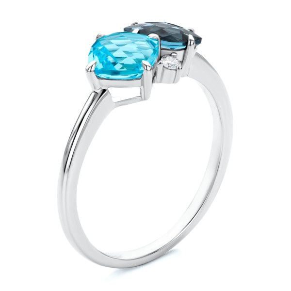 Blue Topaz Toi et Moi Ring - Image