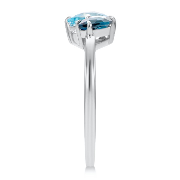 14k White Gold Blue Topaz Toi Et Moi Ring - Side View - 107911