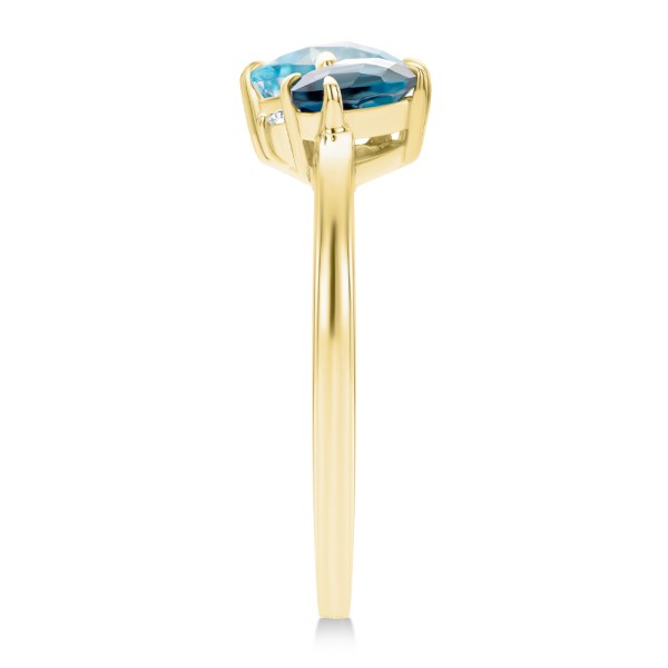 18k Yellow Gold 18k Yellow Gold Blue Topaz Toi Et Moi Ring - Side View - 107911
