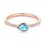 18k Rose Gold 18k Rose Gold Blue Topaz And Diamond Fashion Ring - Flat View -  106619 - Thumbnail