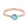 18k Rose Gold 18k Rose Gold Blue Topaz And Diamond Fashion Ring - Flat View -  106619 - Thumbnail