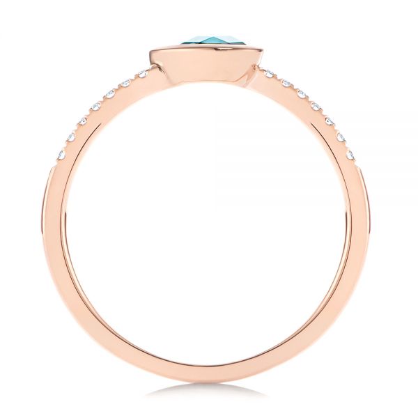14k Rose Gold 14k Rose Gold Blue Topaz And Diamond Fashion Ring - Front View -  106619