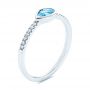 18k White Gold 18k White Gold Blue Topaz And Diamond Fashion Ring - Three-Quarter View -  106619 - Thumbnail