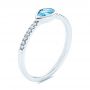 14k White Gold 14k White Gold Blue Topaz And Diamond Fashion Ring - Three-Quarter View -  106619 - Thumbnail