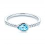  Platinum Platinum Blue Topaz And Diamond Fashion Ring - Flat View -  106619 - Thumbnail