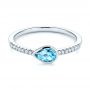 18k White Gold 18k White Gold Blue Topaz And Diamond Fashion Ring - Flat View -  106619 - Thumbnail