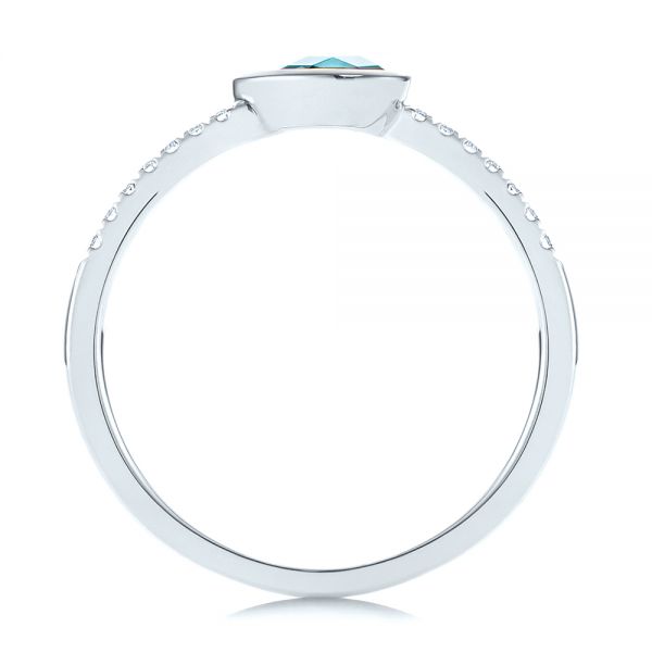 Platinum Platinum Blue Topaz And Diamond Fashion Ring - Front View - 106619