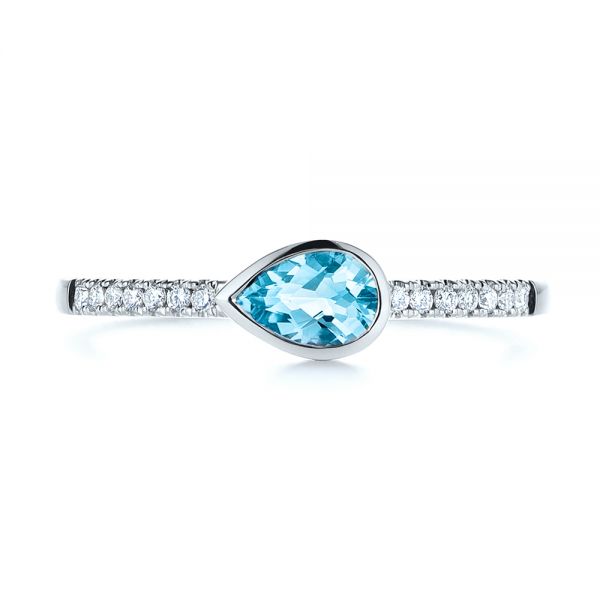 Platinum Platinum Blue Topaz And Diamond Fashion Ring - Top View - 106619