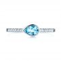  Platinum Platinum Blue Topaz And Diamond Fashion Ring - Top View -  106619 - Thumbnail