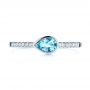 18k White Gold 18k White Gold Blue Topaz And Diamond Fashion Ring - Top View -  106619 - Thumbnail