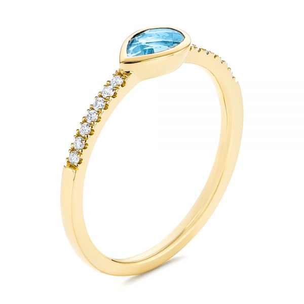 14k Yellow Gold 14k Yellow Gold Blue Topaz And Diamond Fashion Ring - Three-Quarter View -  106619