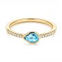  Yellow Gold Yellow Gold Blue Topaz And Diamond Fashion Ring - Flat View -  106619 - Thumbnail