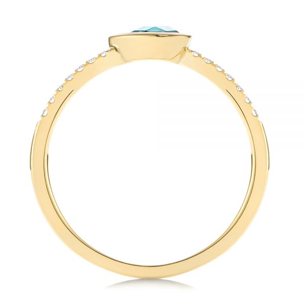 14k Yellow Gold 14k Yellow Gold Blue Topaz And Diamond Fashion Ring - Front View -  106619
