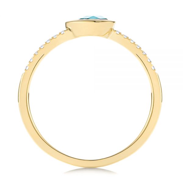 18k Yellow Gold 18k Yellow Gold Blue Topaz And Diamond Fashion Ring - Front View -  106619