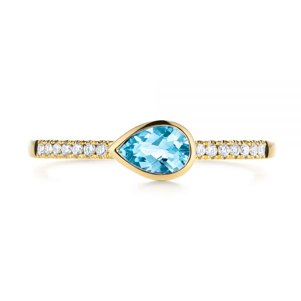 14k Yellow Gold 14k Yellow Gold Blue Topaz And Diamond Fashion Ring - Top View -  106619