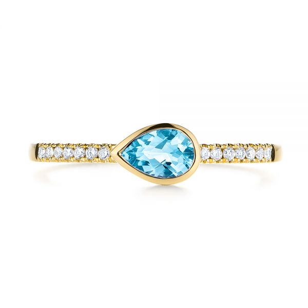 18k Yellow Gold 18k Yellow Gold Blue Topaz And Diamond Fashion Ring - Top View -  106619