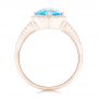 14k Rose Gold 14k Rose Gold Blue Topaz And Diamond Halo Ring - Front View -  102617 - Thumbnail