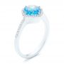  Platinum Platinum Blue Topaz And Diamond Halo Ring - Three-Quarter View -  102617 - Thumbnail