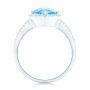  Platinum Platinum Blue Topaz And Diamond Halo Ring - Front View -  102617 - Thumbnail