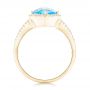 14k Yellow Gold 14k Yellow Gold Blue Topaz And Diamond Halo Ring - Front View -  102617 - Thumbnail