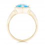 18k Yellow Gold 18k Yellow Gold Blue Topaz And Diamond Halo Ring - Front View -  102617 - Thumbnail