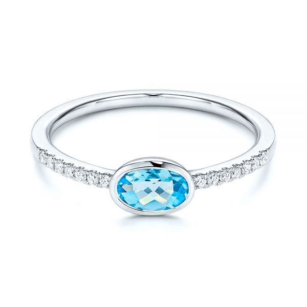 Blue Topaz And Diamond Ring - Flat View -  106569