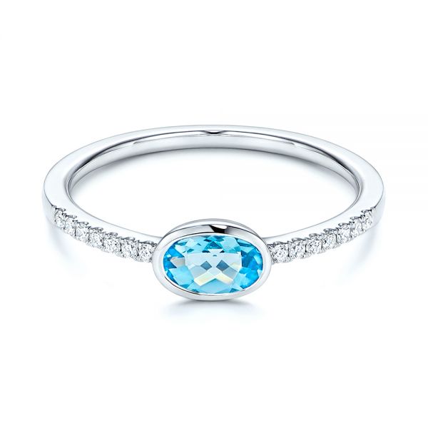 Blue Topaz And Diamond Ring - Flat View - 106569