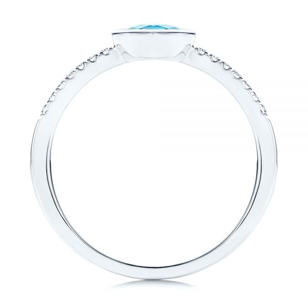 Blue Topaz And Diamond Ring - Front View -  106569