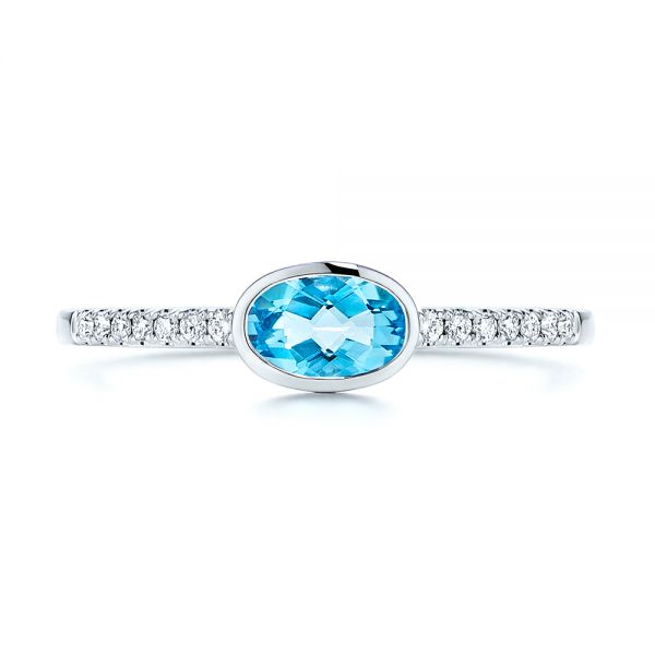 Blue Topaz And Diamond Ring - Top View -  106569