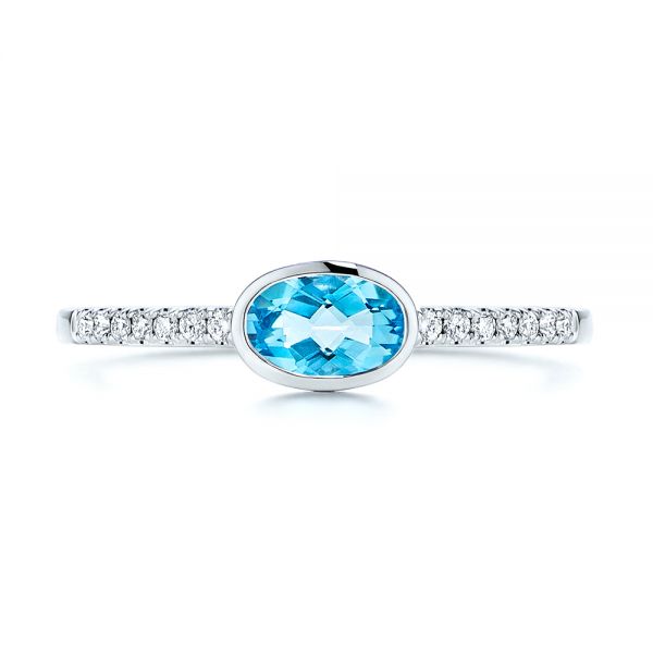 Blue Topaz And Diamond Ring - Top View - 106569