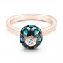 14k Rose Gold 14k Rose Gold Carved Turquoise Tahitian Pearl And Diamond Ring - Flat View -  103246 - Thumbnail