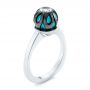 18k White Gold 18k White Gold Carved Turquoise Tahitian Pearl And Diamond Ring - Three-Quarter View -  103246 - Thumbnail