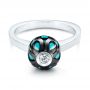 14k White Gold Carved Turquoise Tahitian Pearl And Diamond Ring - Flat View -  103246 - Thumbnail