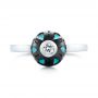  Platinum Platinum Carved Turquoise Tahitian Pearl And Diamond Ring - Top View -  103246 - Thumbnail