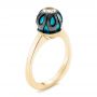 14k Yellow Gold 14k Yellow Gold Carved Turquoise Tahitian Pearl And Diamond Ring - Three-Quarter View -  103246 - Thumbnail