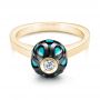 18k Yellow Gold 18k Yellow Gold Carved Turquoise Tahitian Pearl And Diamond Ring - Flat View -  103246 - Thumbnail