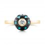 14k Yellow Gold 14k Yellow Gold Carved Turquoise Tahitian Pearl And Diamond Ring - Top View -  103246 - Thumbnail
